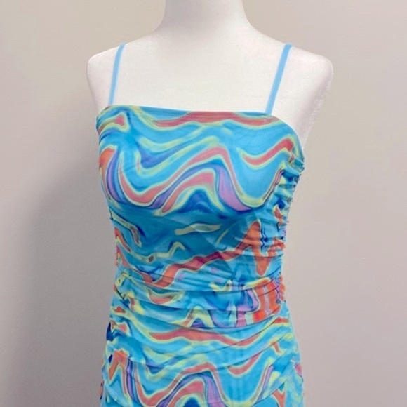 NWT wild fable psychedelic print micro mesh maxi dress - Picture 2 of 7